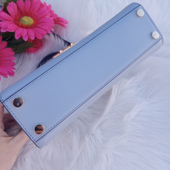 Michael Kors Navy Blue Color Block Logo Sloan Medium Top Handle Satchel - Picture 9 of 16